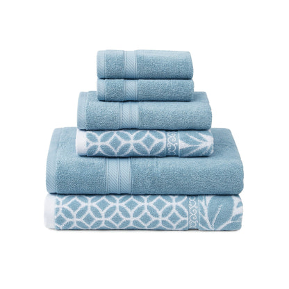 Modern Threads Trefoil Filigree 6 Piece Yarn Dyed Jacquard Towel Set