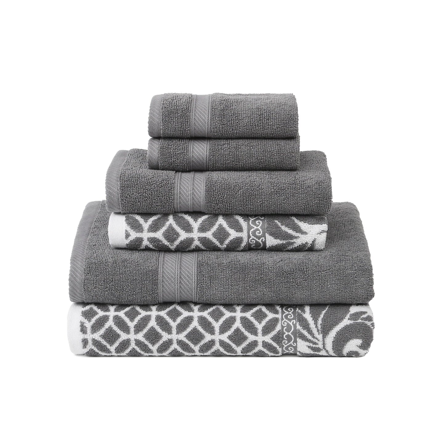 Modern Threads Trefoil Filigree 6 Piece Yarn Dyed Jacquard Towel Set