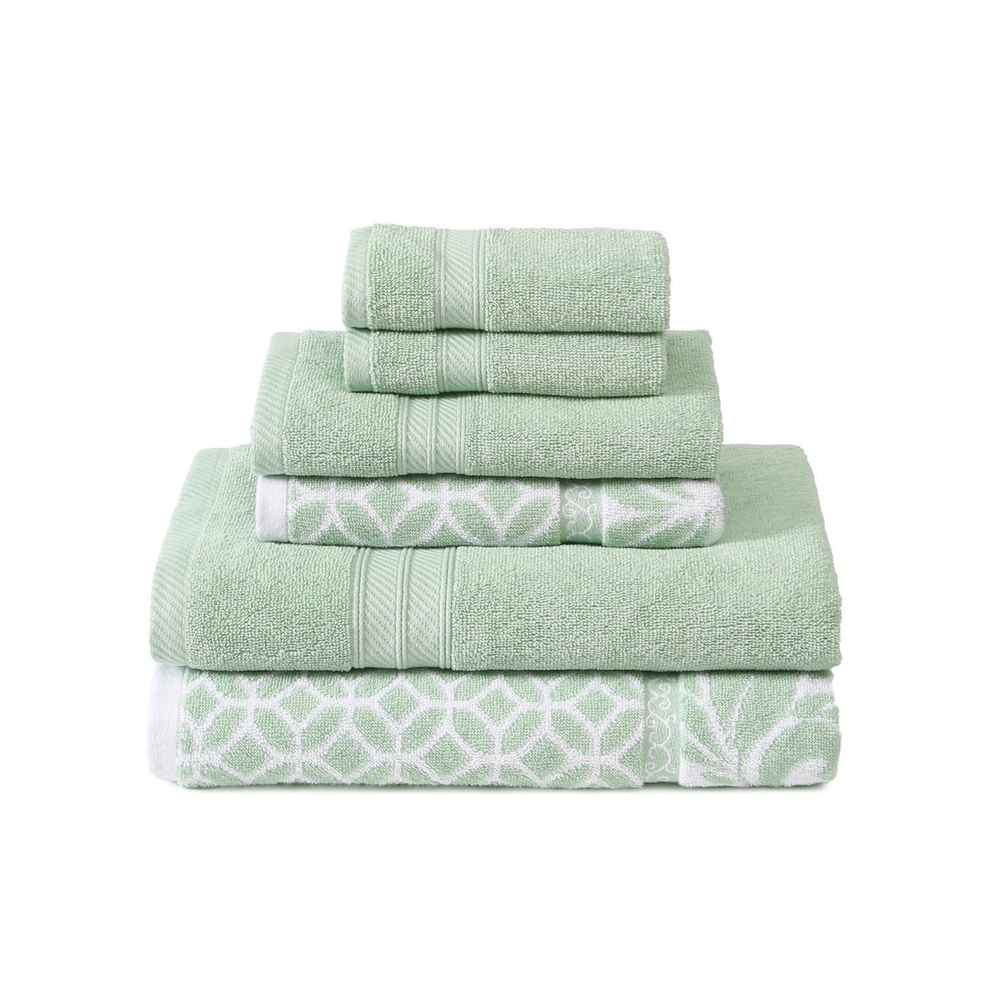 Modern Threads Trefoil Filigree 6 Piece Yarn Dyed Jacquard Towel Set