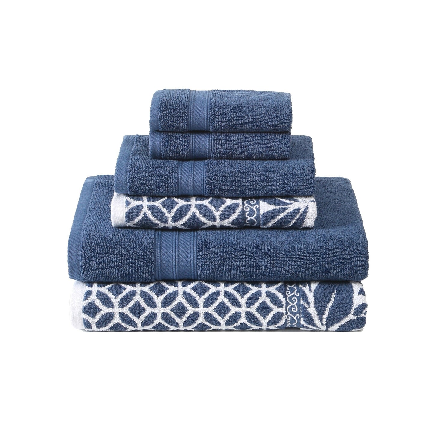 Modern Threads Trefoil Filigree 6 Piece Yarn Dyed Jacquard Towel Set