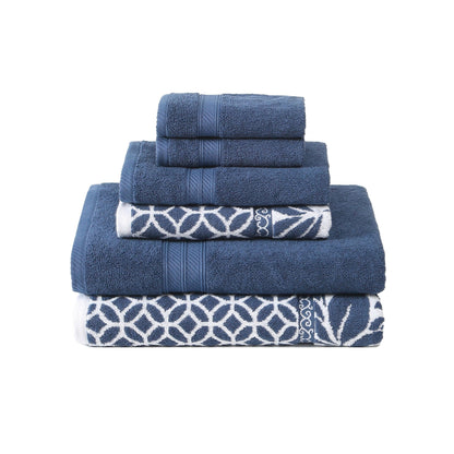 Modern Threads Trefoil Filigree 6 Piece Yarn Dyed Jacquard Towel Set