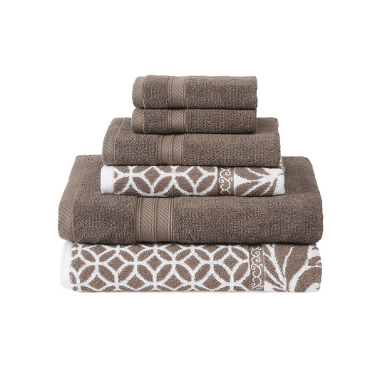 Modern Threads Trefoil Filigree 6 Piece Yarn Dyed Jacquard Towel Set