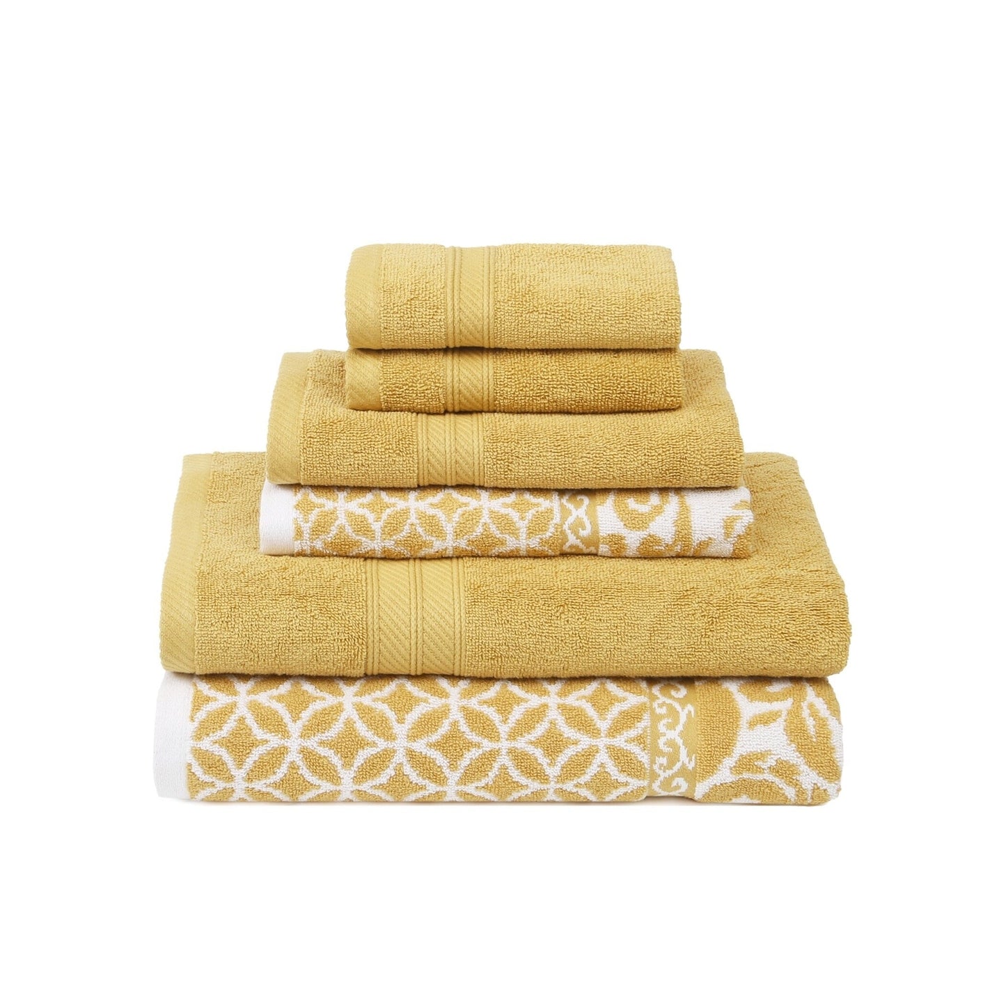 Modern Threads Trefoil Filigree 6 Piece Yarn Dyed Jacquard Towel Set