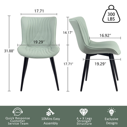 Modern Upholstered Leather Armless Dining Chairs Set of 2