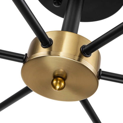 Black/ Gold Sputnik Semi Flush Mount Lamp Close to Ceiling Light Fixture for Living Room/ Kitchen/ Office/ Bedroom/ Foyer