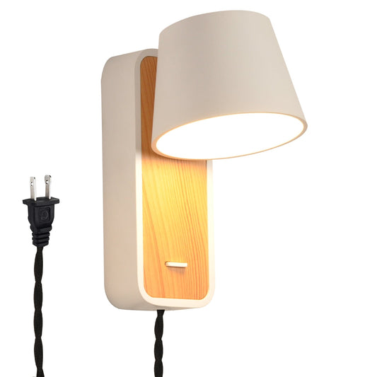 Modern Wall Lamp with Plug in Cord Indoor Contemporary Mounted Lighting Fixture-Nordic Bedside Rotatable Reading Lights