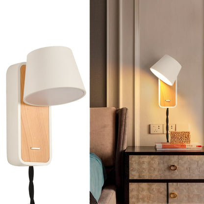 Modern Wall Lamp with Plug in Cord Indoor Contemporary Mounted Lighting Fixture-Nordic Bedside Rotatable Reading Lights
