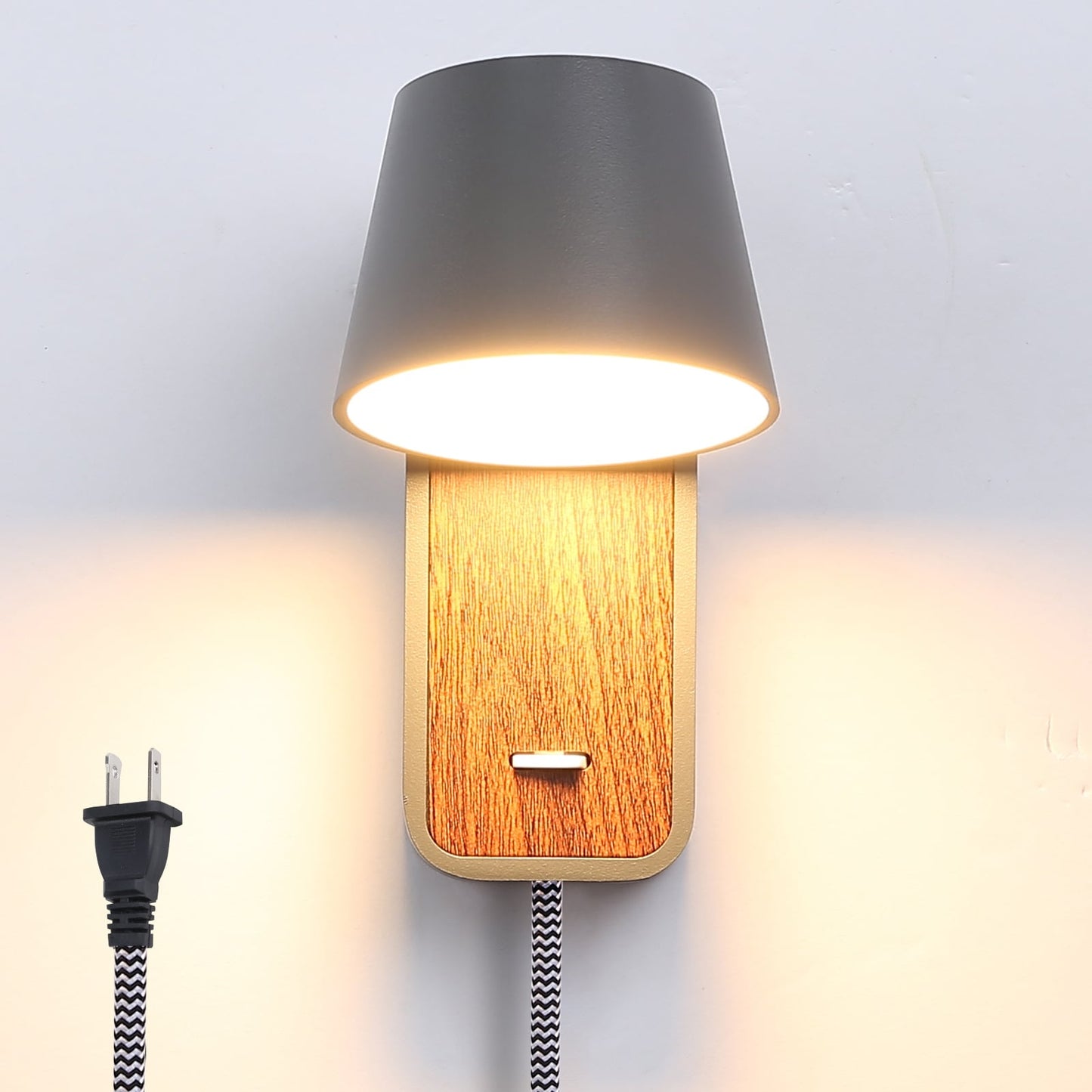 Modern Wall Lamp with Plug in Cord Indoor Contemporary Mounted Lighting Fixture-Nordic Bedside Rotatable Reading Lights
