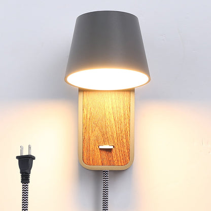 Modern Wall Lamp with Plug in Cord Indoor Contemporary Mounted Lighting Fixture-Nordic Bedside Rotatable Reading Lights