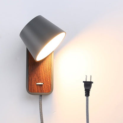 Modern Wall Lamp with Plug in Cord Indoor Contemporary Mounted Lighting Fixture-Nordic Bedside Rotatable Reading Lights