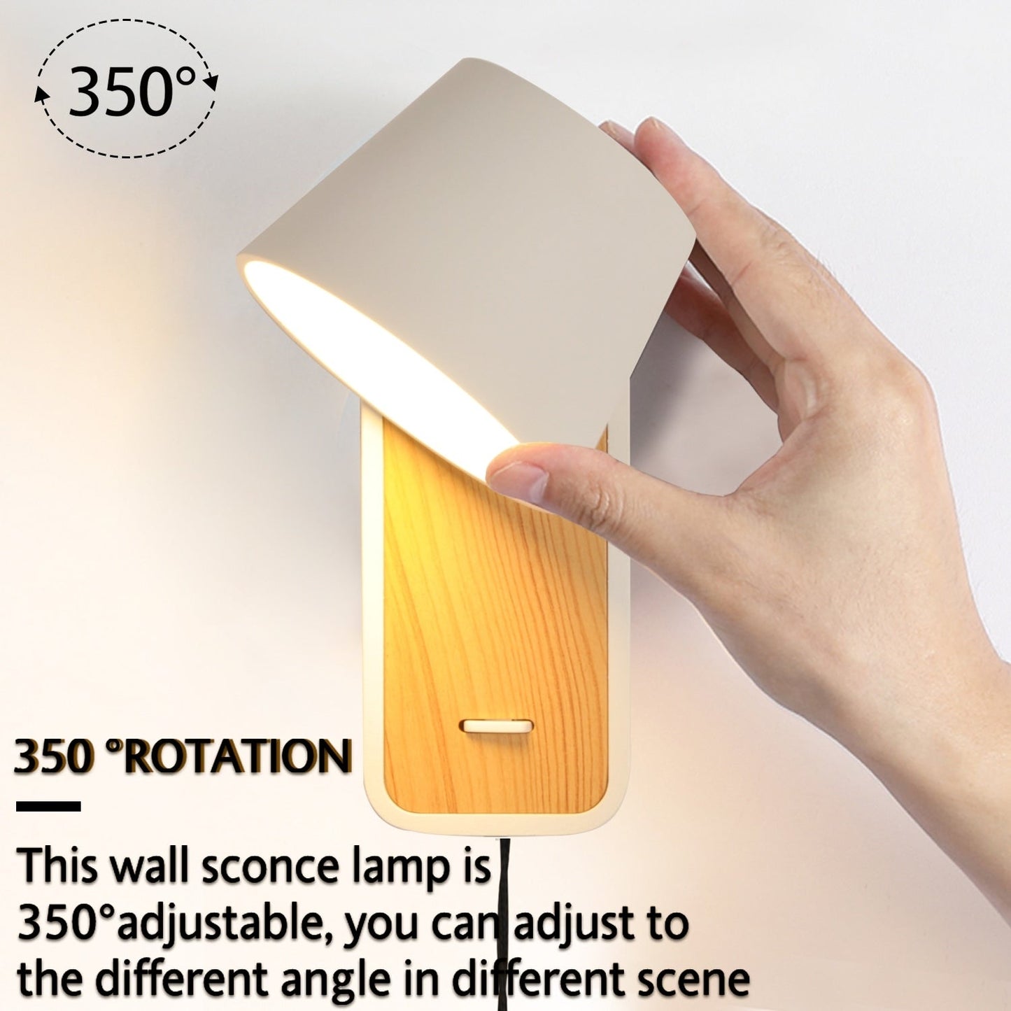 Modern Wall Lamp with Plug in Cord Indoor Contemporary Mounted Lighting Fixture-Nordic Bedside Rotatable Reading Lights