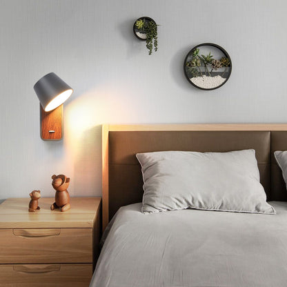 Modern Wall Lamp with Plug in Cord Indoor Contemporary Mounted Lighting Fixture-Nordic Bedside Rotatable Reading Lights