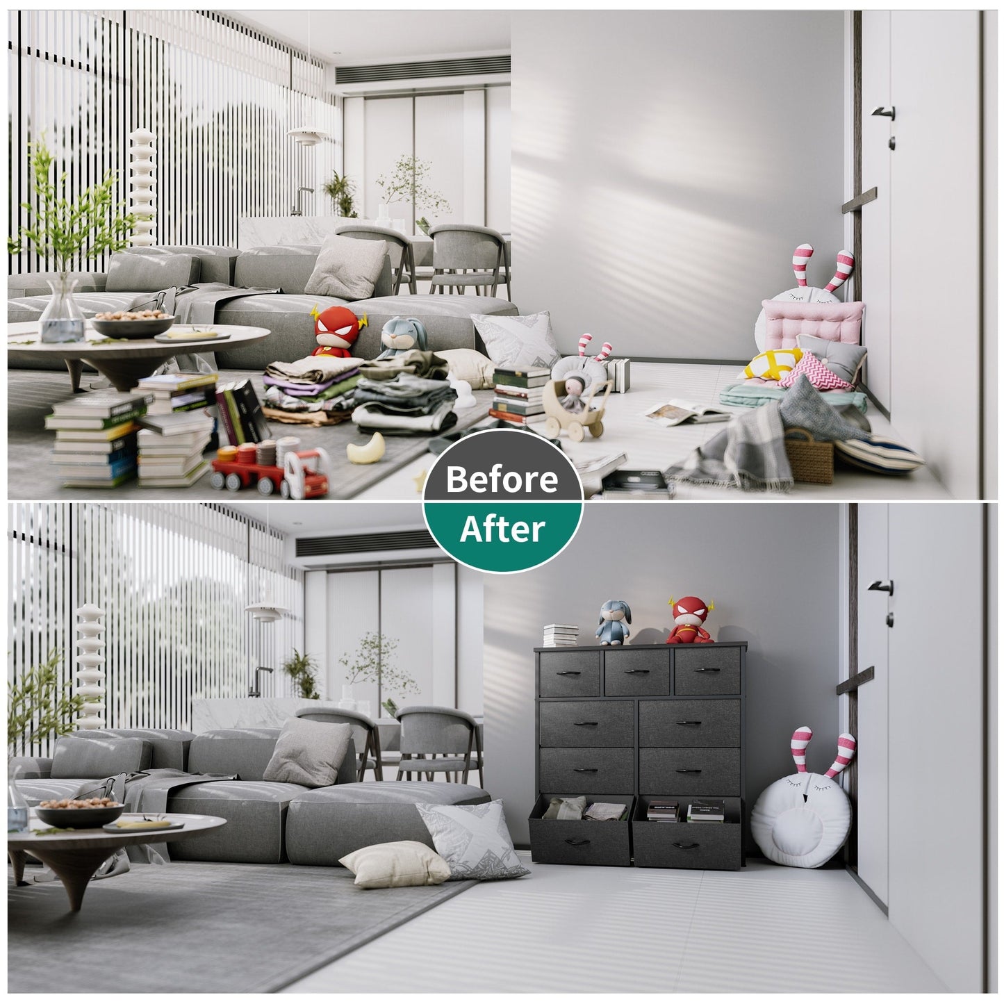 Modern 9-drawer Bedroom Dresser Storage Tower