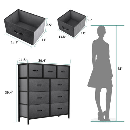 Modern 9-drawer Bedroom Dresser Storage Tower