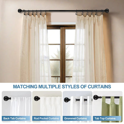 Mordern Round Ball Adjustable Curtain Rod with Curtain Rings