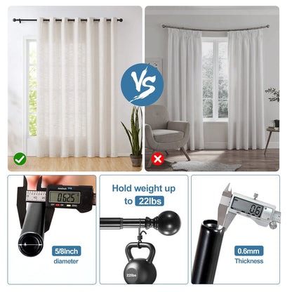 Mordern Round Ball Adjustable Curtain Rod with Curtain Rings