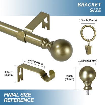 Mordern Round Ball Adjustable Curtain Rod with Curtain Rings