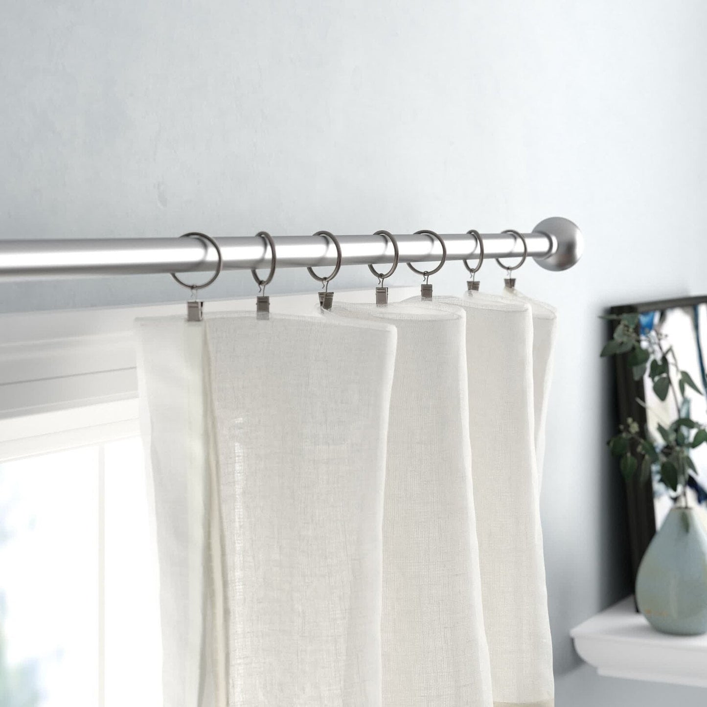 Mordern Round Ball Adjustable Curtain Rod with Curtain Rings