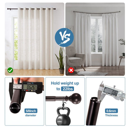 Mordern Round Ball Adjustable Curtain Rod with Curtain Rings