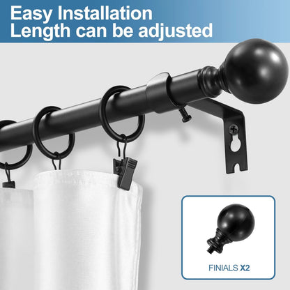 Mordern Round Ball Adjustable Curtain Rod with Curtain Rings