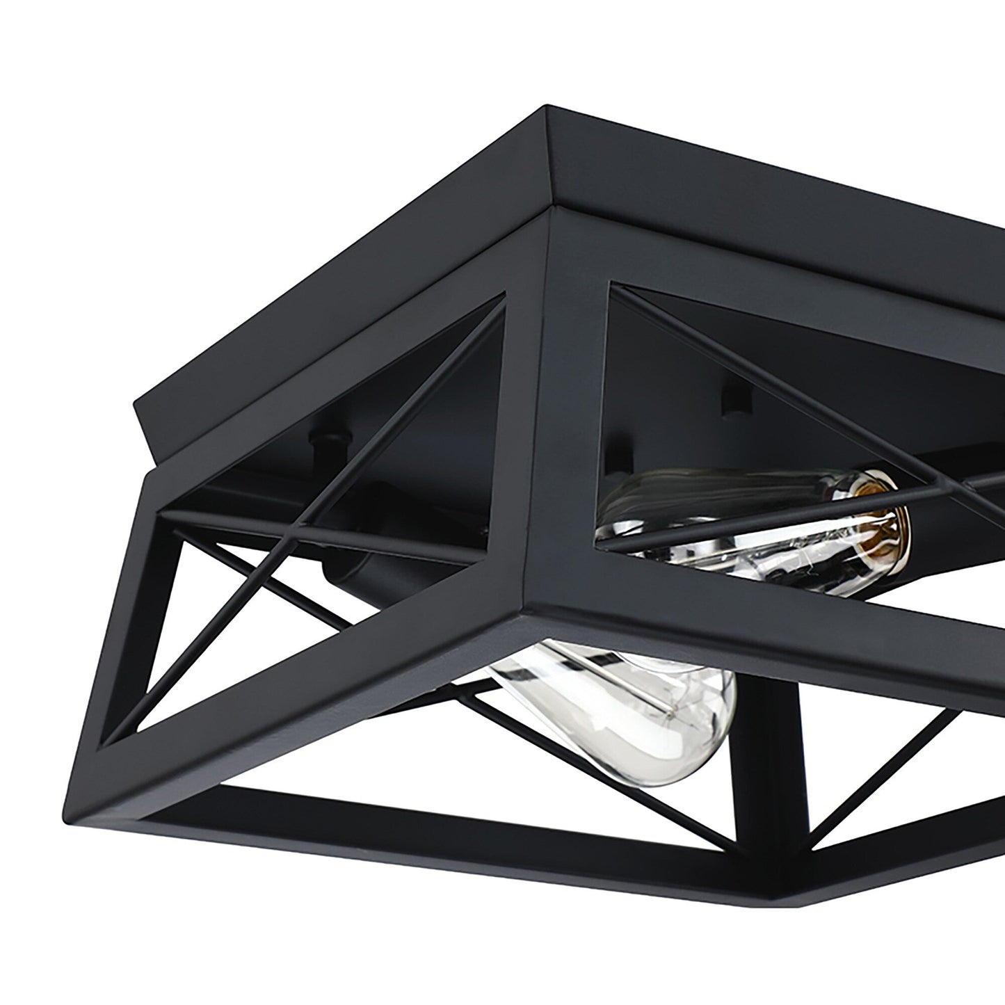 Mousse 12 in. W. 2-Light Flush Mount with Matte Black Finish and Barnwood Accents