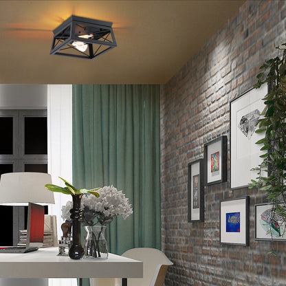 Mousse 12 in. W. 2-Light Flush Mount with Matte Black Finish and Barnwood Accents