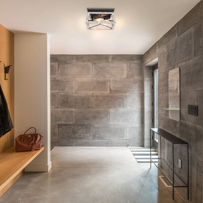 Mousse 12 in. W. 2-Light Flush Mount with Matte Black Finish and Barnwood Accents