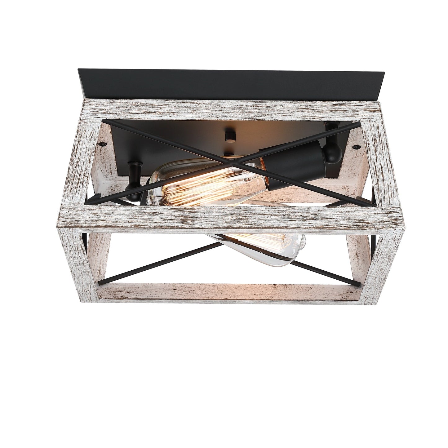 Mousse 12 in. W. 2-Light Flush Mount with Matte Black Finish and Barnwood Accents