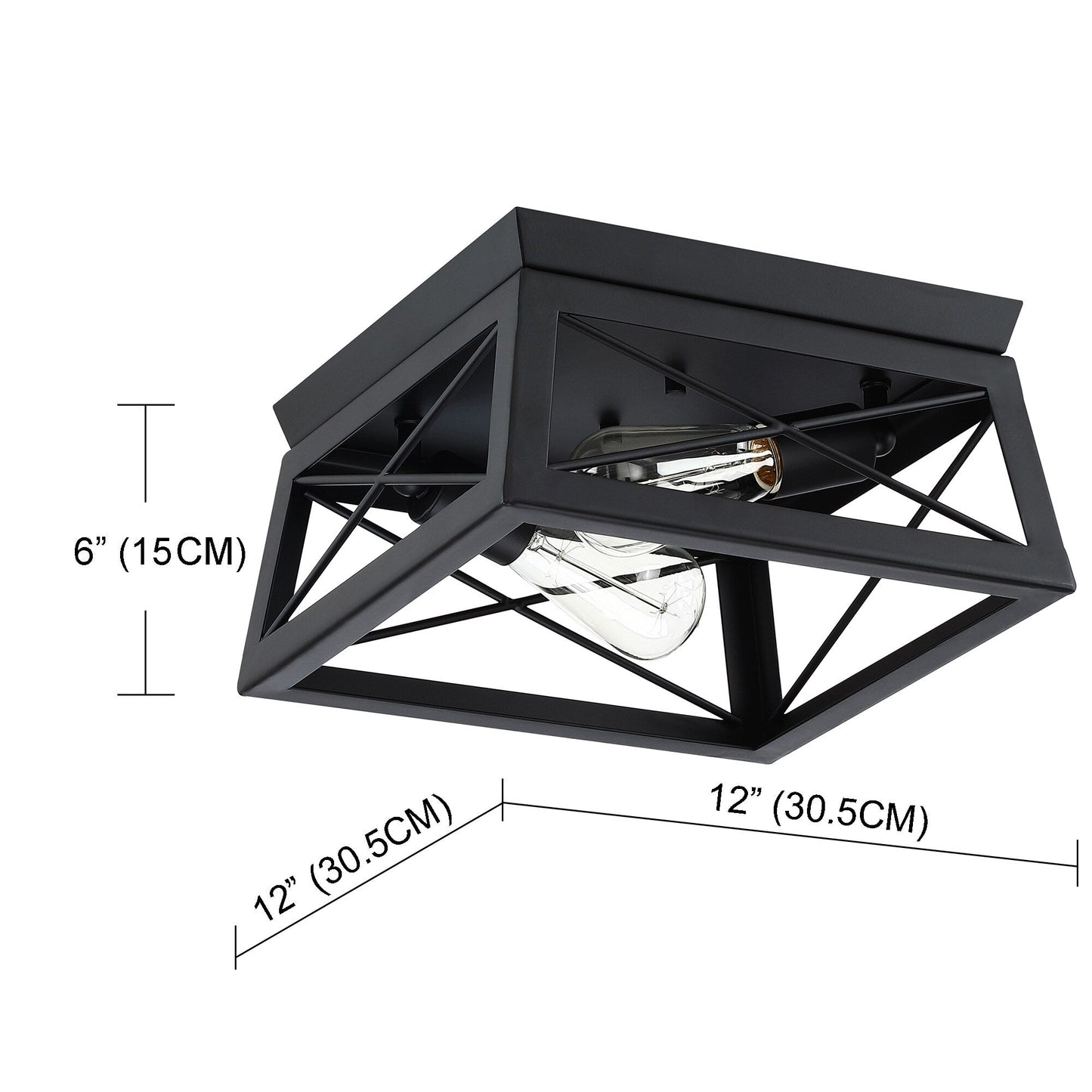 Mousse 12 in. W. 2-Light Flush Mount with Matte Black Finish and Barnwood Accents