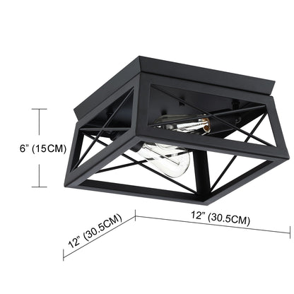 Mousse 12 in. W. 2-Light Flush Mount with Matte Black Finish and Barnwood Accents