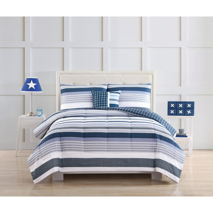 My World Mason Stripe Comforter Set with Bonus Decorative Pillow