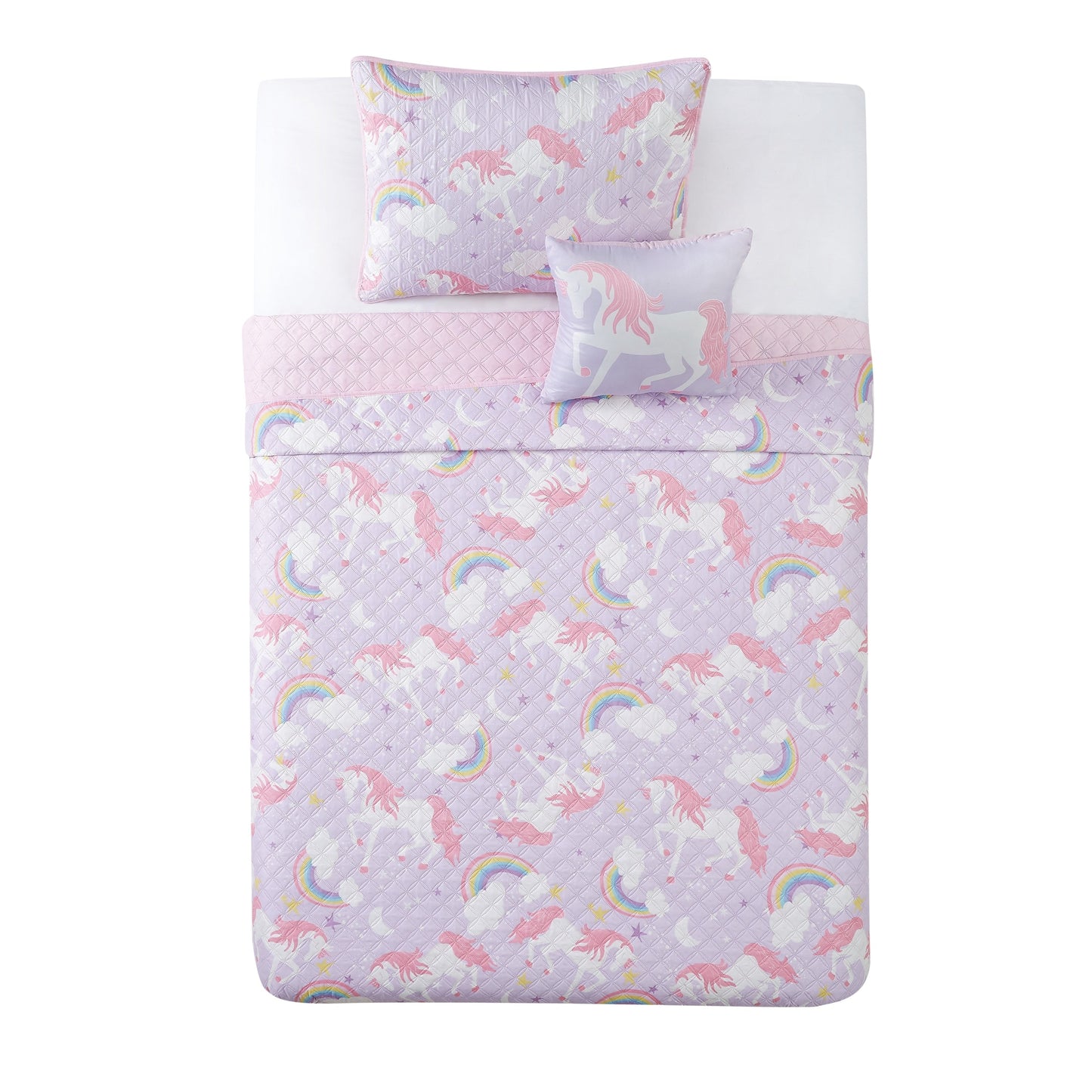 Porch & Den Nahcotta Unicorn and Rainbow 4-piece Quilt Set