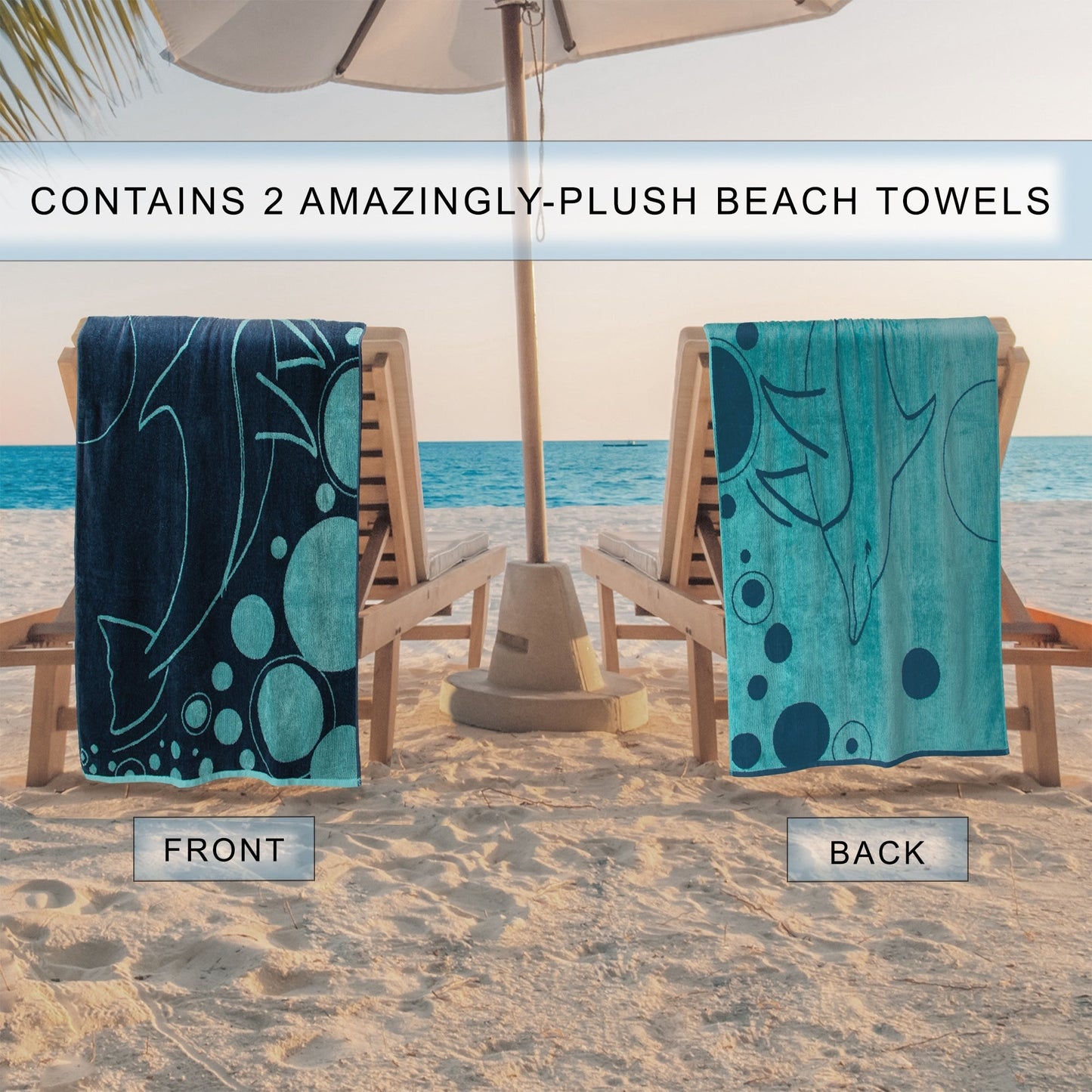 Mystic Dolphin Cotton Oversized 2-Piece Beach Towel Set by Superior