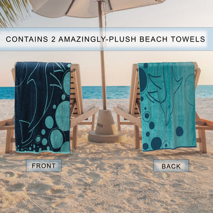 Mystic Dolphin Cotton Oversized 2-Piece Beach Towel Set by Superior