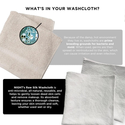 NIGHT Silk Exfoliating Washcloth 2 Piece Set