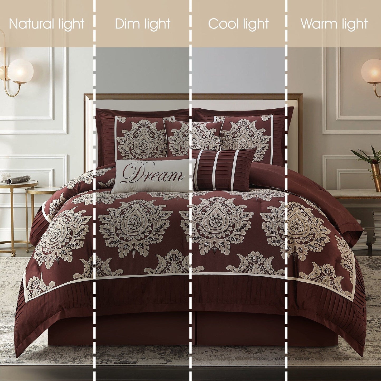 Nanshing Tiana 7 Piece Traditional Damask Comforter Set