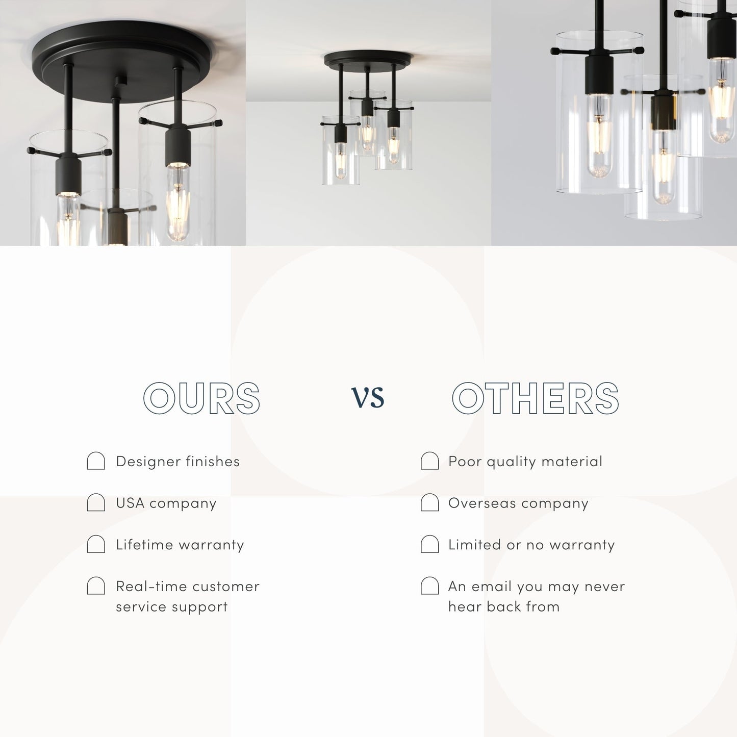 Nathan James Ophelia Semi Flush Mount Ceiling 3-Light Fixture with Glass Shade