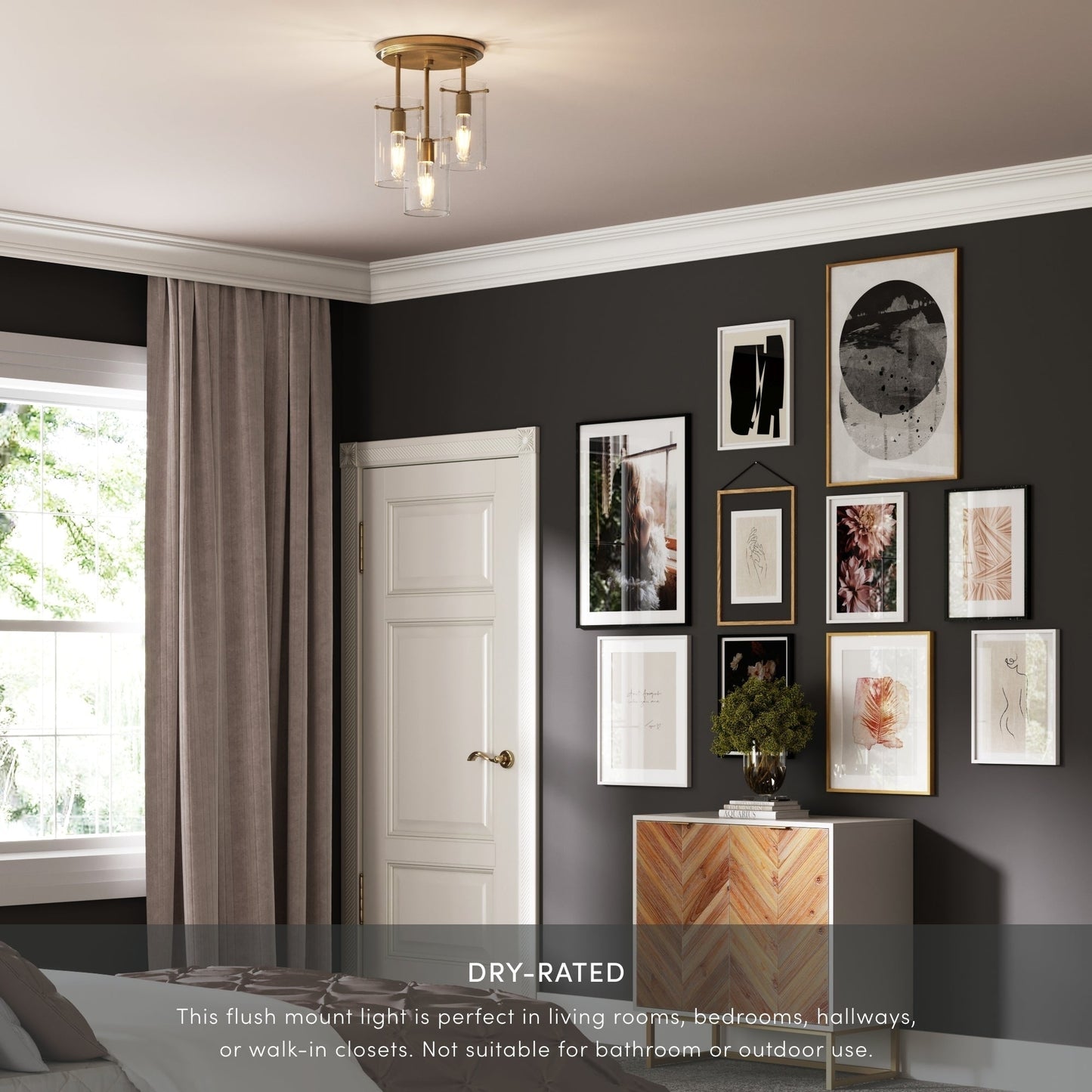 Nathan James Ophelia Semi Flush Mount Ceiling 3-Light Fixture with Glass Shade