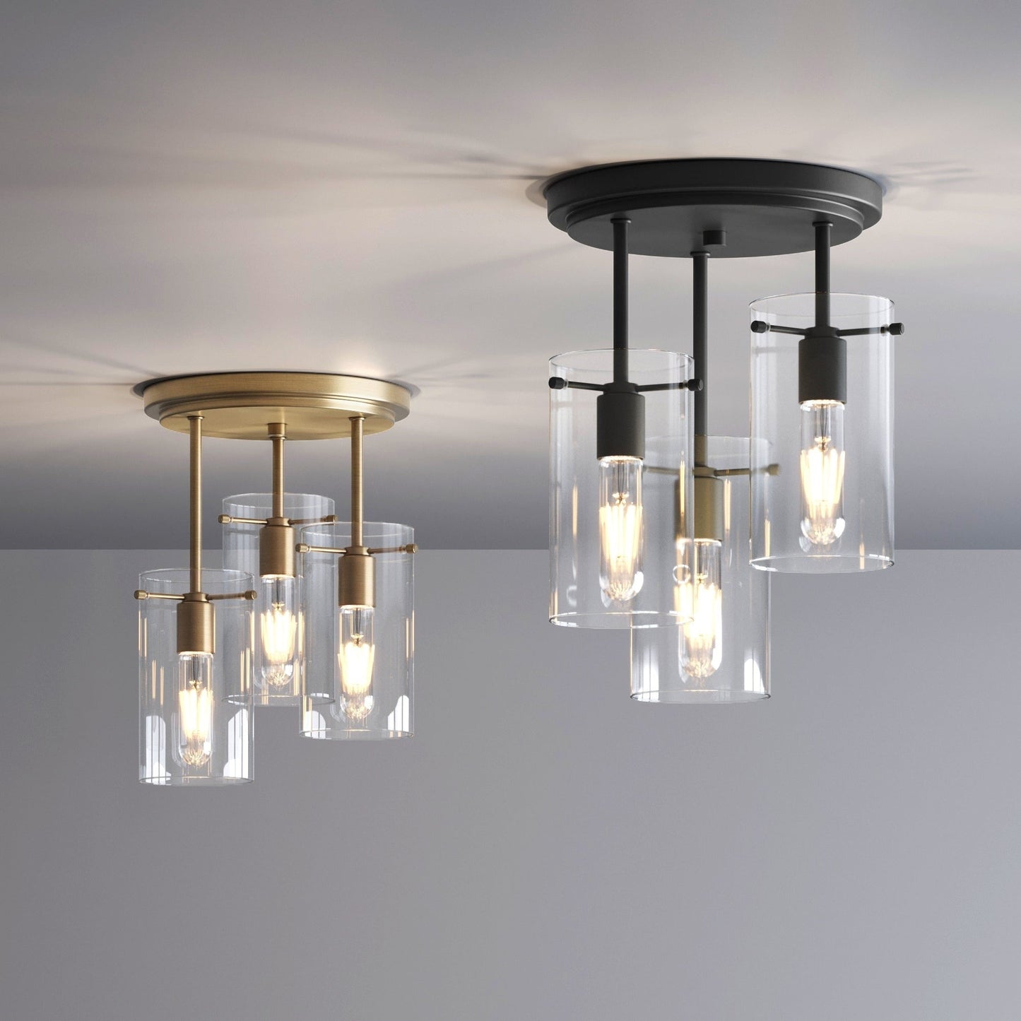 Nathan James Ophelia Semi Flush Mount Ceiling 3-Light Fixture with Glass Shade
