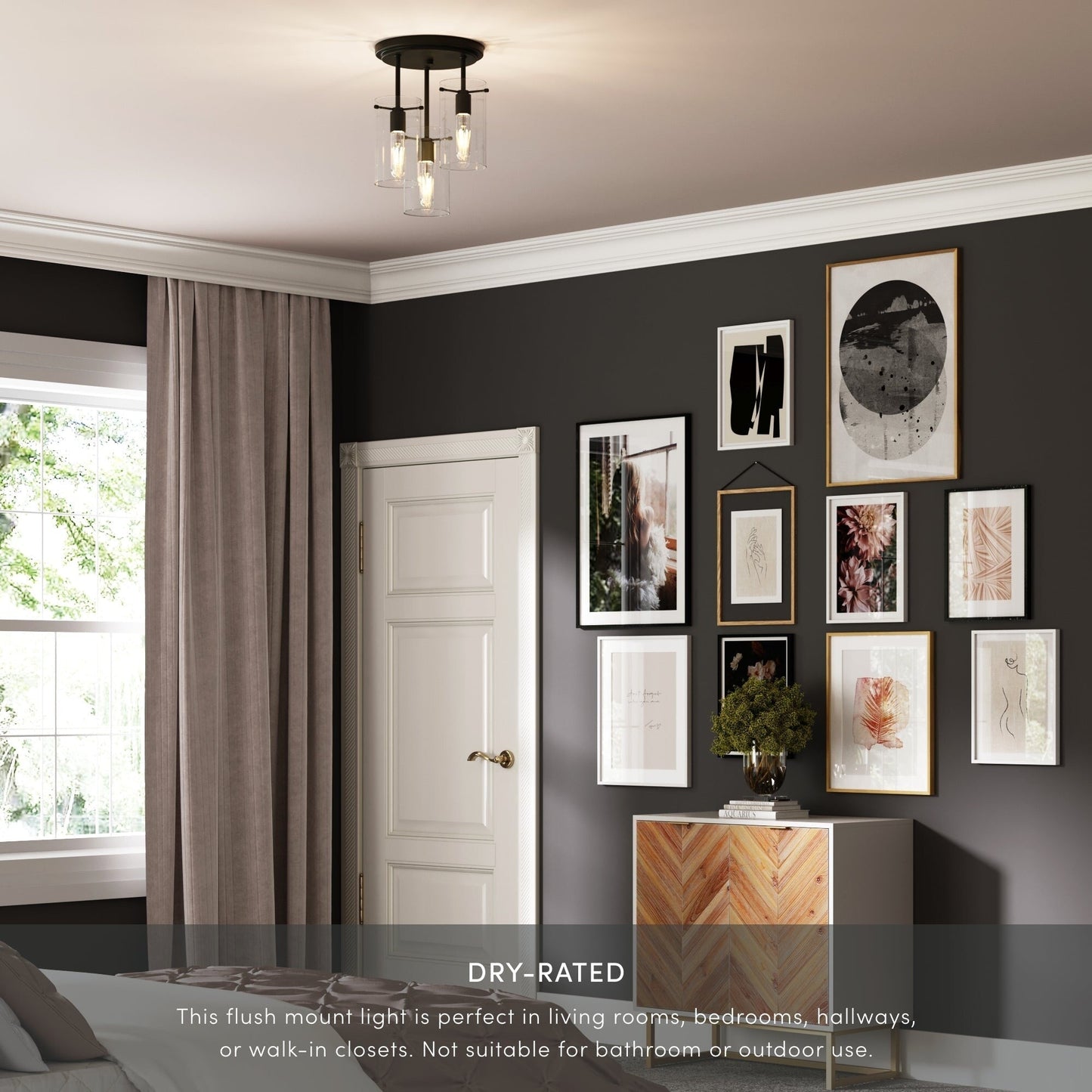 Nathan James Ophelia Semi Flush Mount Ceiling 3-Light Fixture with Glass Shade