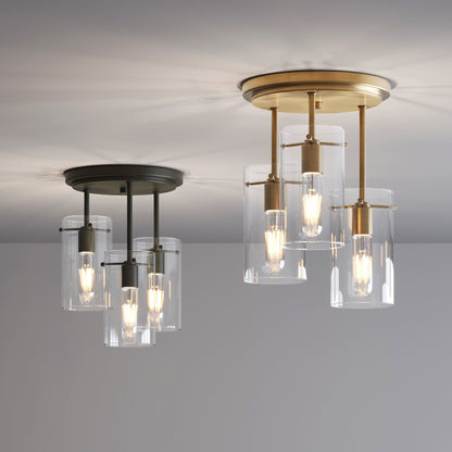 Nathan James Ophelia Semi Flush Mount Ceiling 3-Light Fixture with Glass Shade