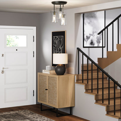 Nathan James Ophelia Semi Flush Mount Ceiling 3-Light Fixture with Glass Shade