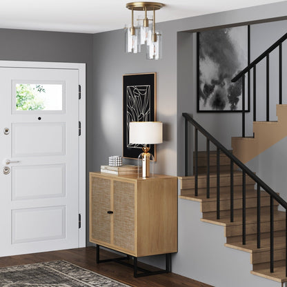 Nathan James Ophelia Semi Flush Mount Ceiling 3-Light Fixture with Glass Shade