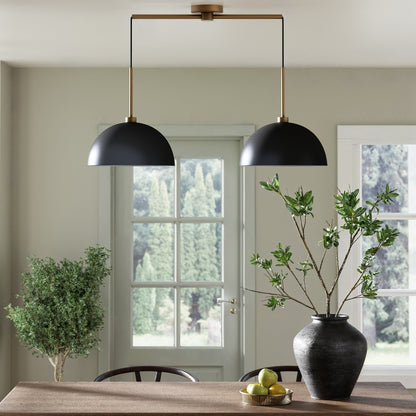 Nathan James Percy Modern 2-Light Pendant Island Light Fixture, Hanging Lights with Metal Shade and Adjustable Cord