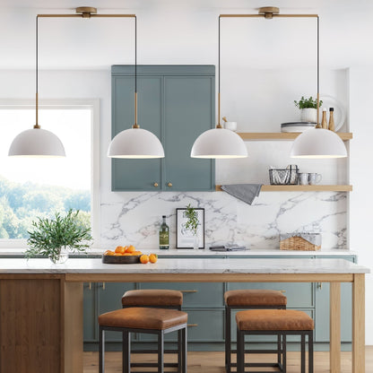 Nathan James Percy Modern 2-Light Pendant Island Light Fixture, Hanging Lights with Metal Shade and Adjustable Cord