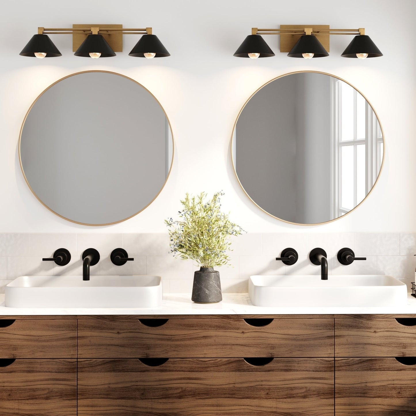 Nathan James Ronnie Industrial 3-Light Vanity Light, Art Deco Wall Mounted Light Fixture for Bathroom or Vanity