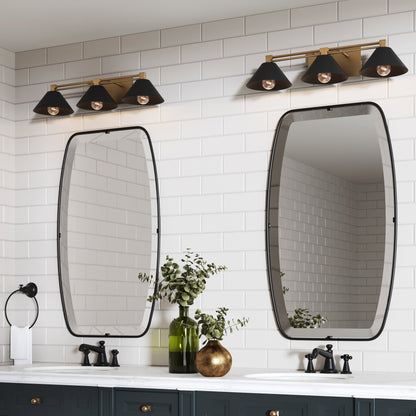 Nathan James Ronnie Industrial 3-Light Vanity Light, Art Deco Wall Mounted Light Fixture for Bathroom or Vanity