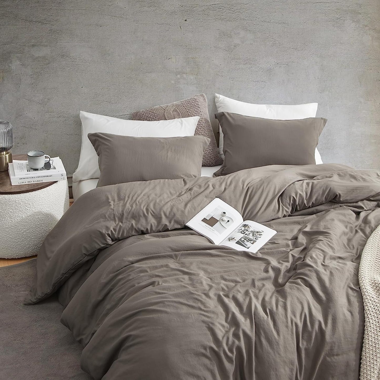 Natural Loft King Solid Duvet Cover Set