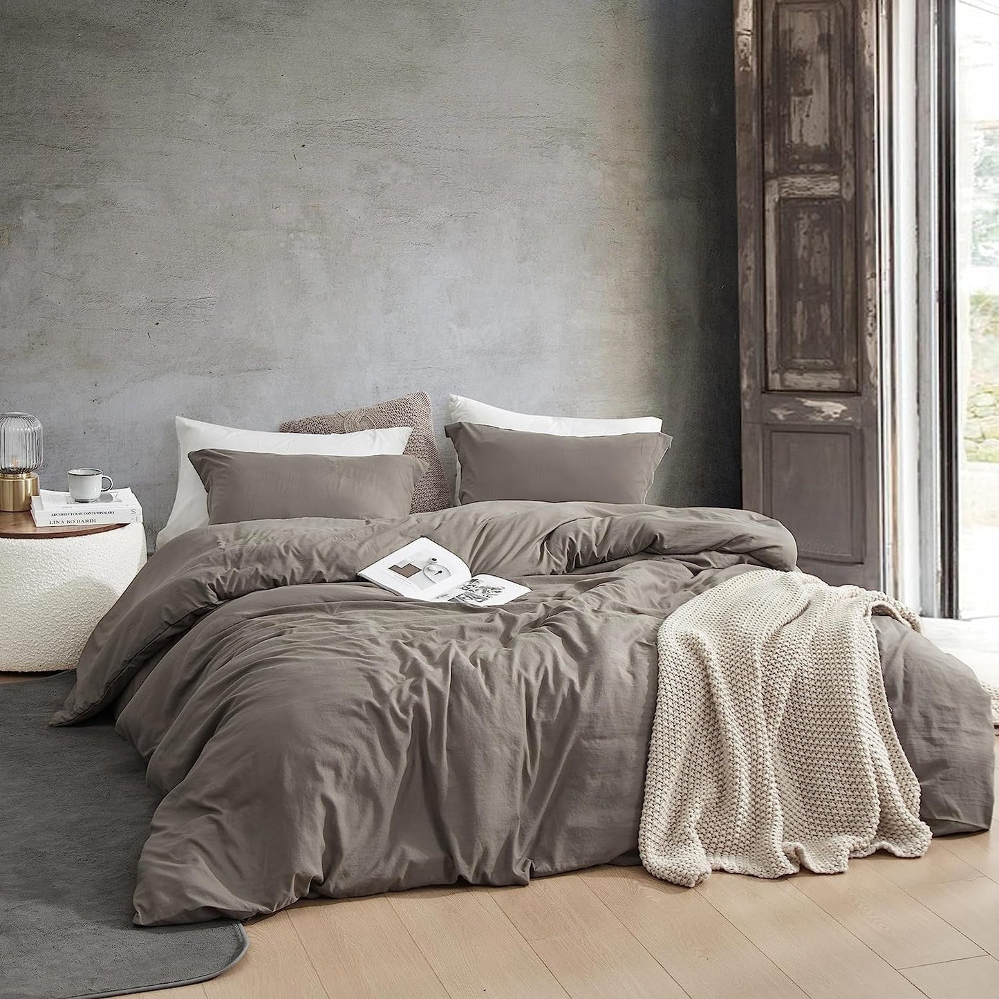Natural Loft King Solid Duvet Cover Set
