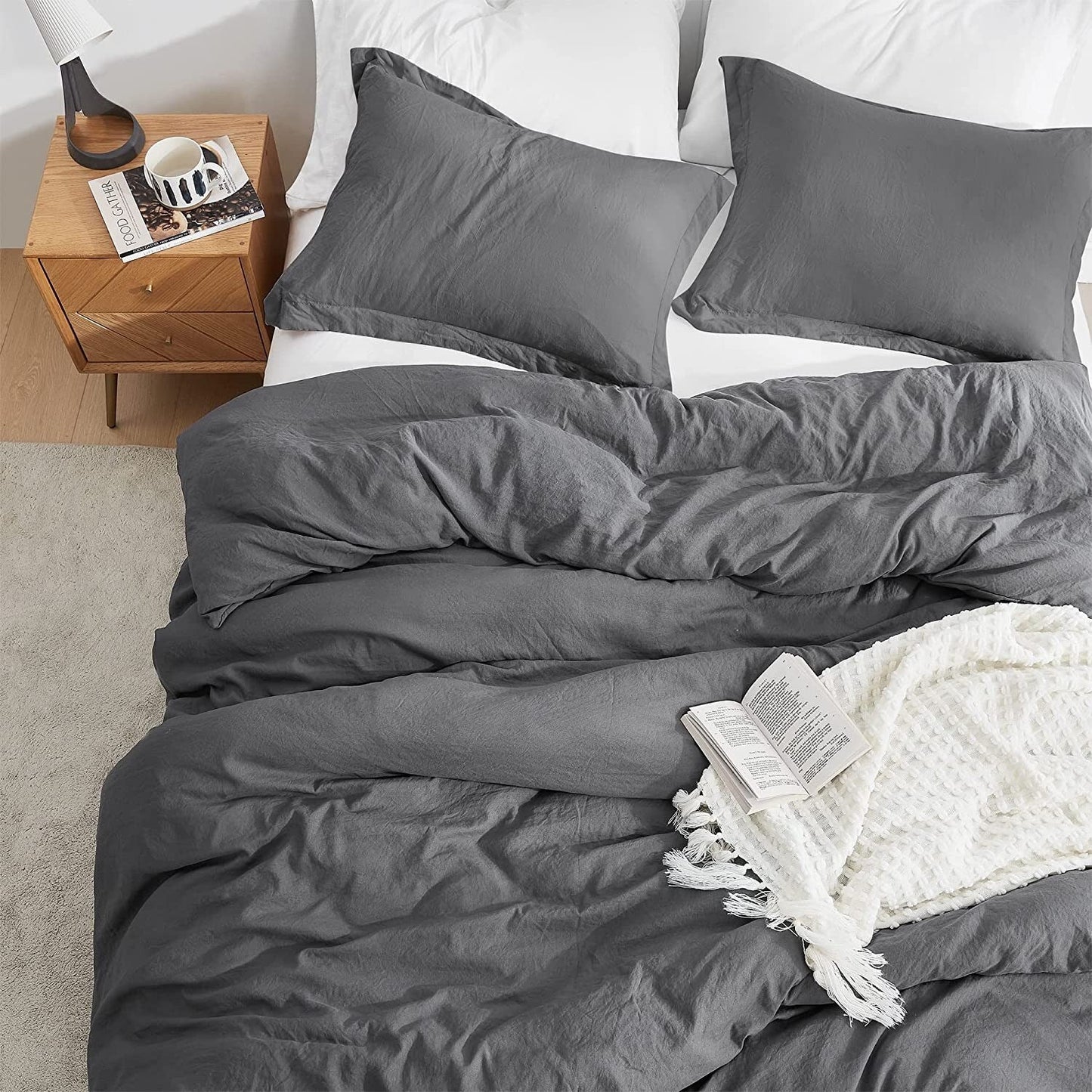 Natural Loft King Solid Duvet Cover Set